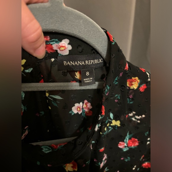 Banana Republic Sheer Clip Dot Floral Midi High Neck Dress size 8 - Picture 7 of 7